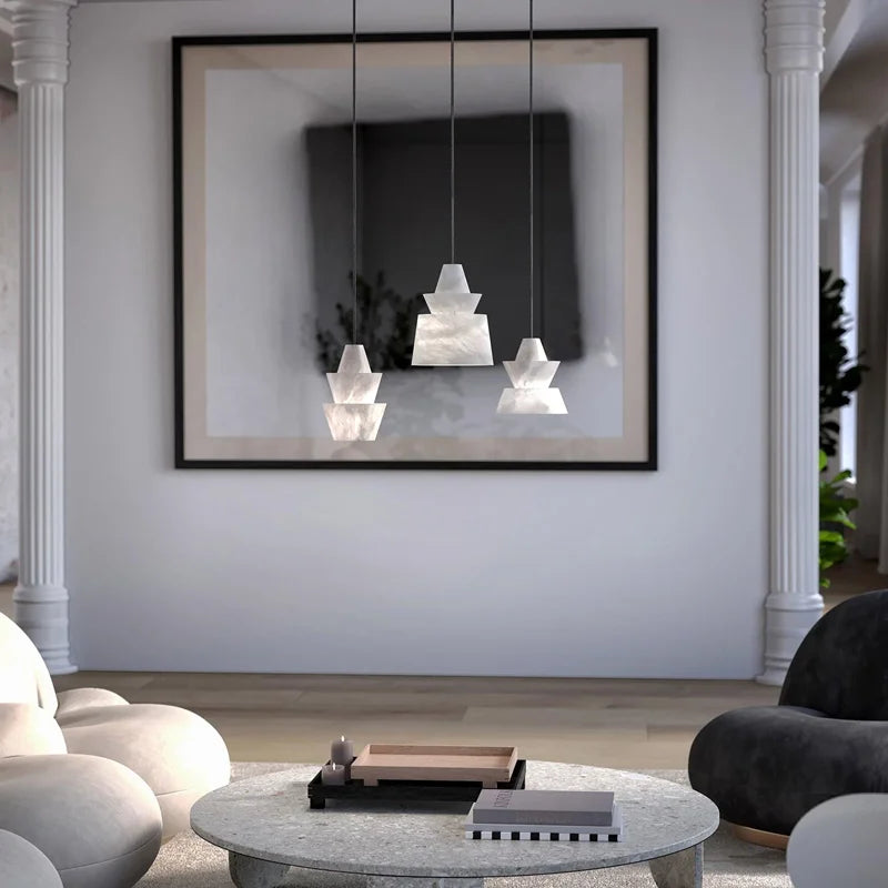Artfan Alabaster Pendant Lights LED Designer Hanging Lamps For Living Room