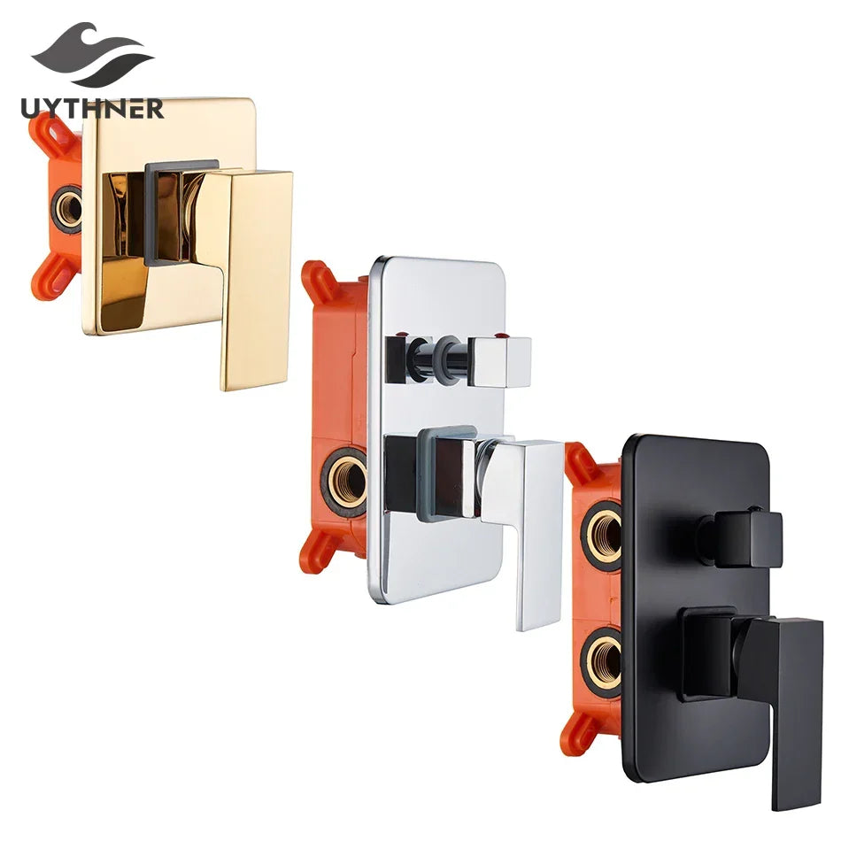 Artfan lighting Black Golden Brass Shower Mixing Valve Concealed Wall Mount Box Control