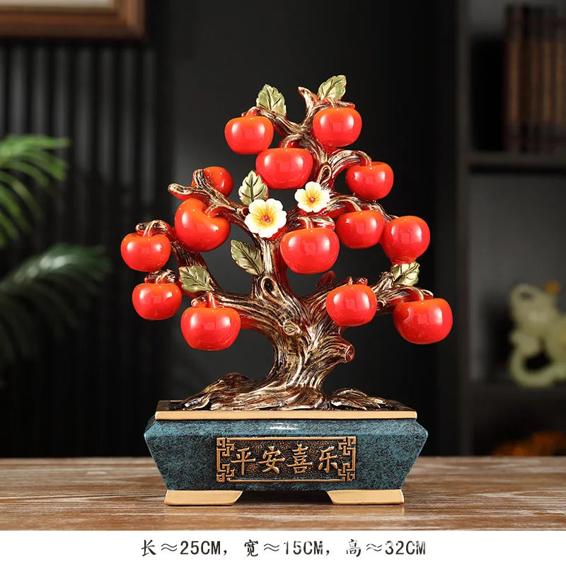 Artfan Artificial Fruit Tree Apple Basket Ornaments Home Decor Figurines