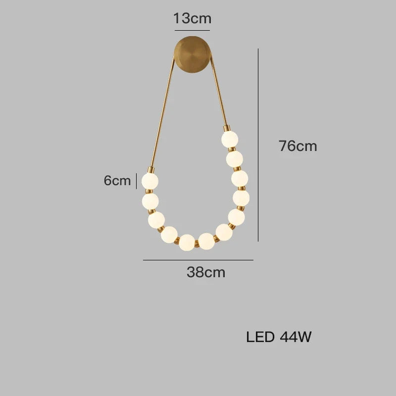 Artfan lighting Black Gold LED Her Necklace Wall Lamp Sconce for Bedroom & Corridor