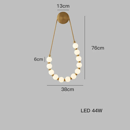 Artfan lighting Black Gold LED Her Necklace Wall Lamp Sconce for Bedroom & Corridor