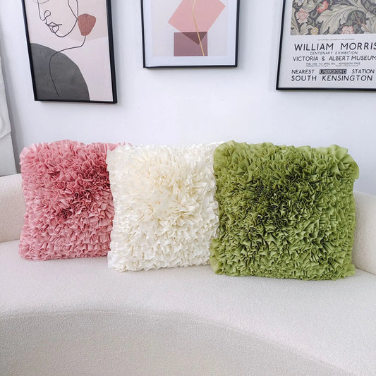 Artfan 3D Chrysanthemum Flower Cushion Cover for Sofa Decor, Handmade Solid Color Pillowcase