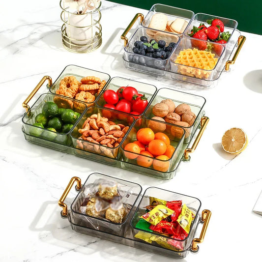 Artfan 6-Grid Divided Fruit Plate Snack Dish Dry Fruit Tray Light Luxury Tray
