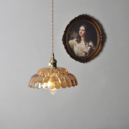 Artfan Amber Flower Glass LED Pendant Lights for Home Decor