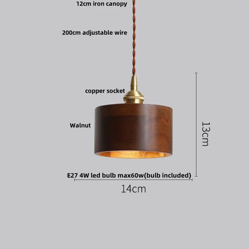 Artfan Ash Wood LED Pendant Lamp Adjustable Hanging Lights Luminaire