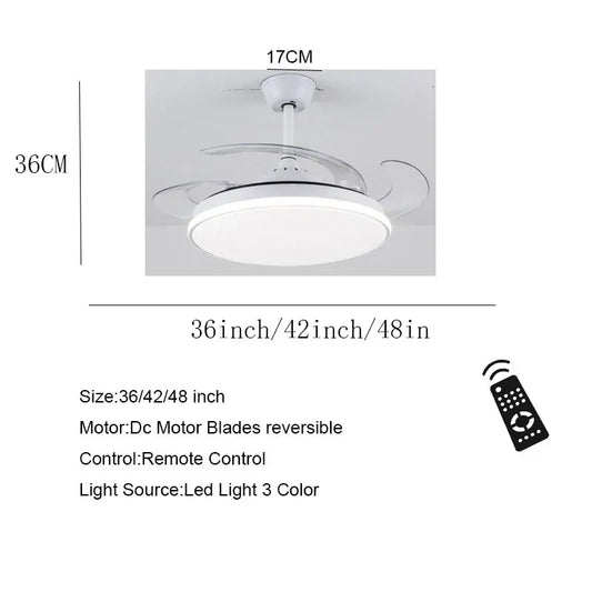 Artfan 3 Color LED Ceiling Fans with Remote Control, DC Motor, 36-48 Inch