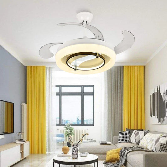 Artfan 42" Bladeless Ceiling Fan Chandelier with Remote & Retractable Blades