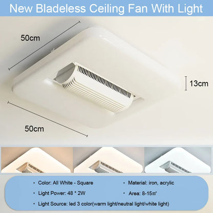 Artfan lighting Bladeless Ceiling Fan Light with LED, 3 Color, 6 Speeds Silent Operation