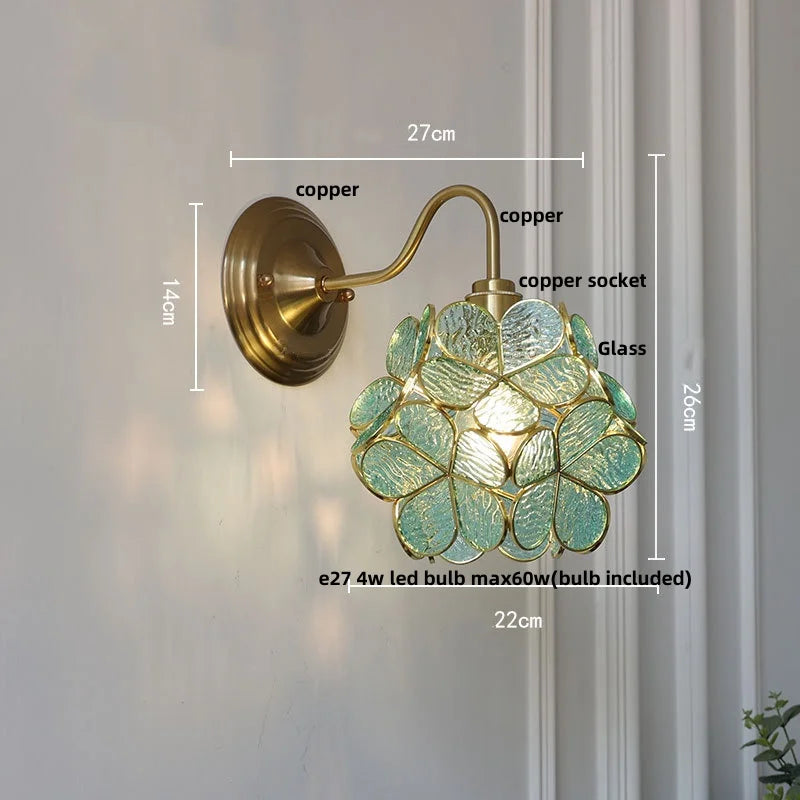 Artfan Amber Glass Wall Sconce Vintage Loft LED Vanity Light Fixture