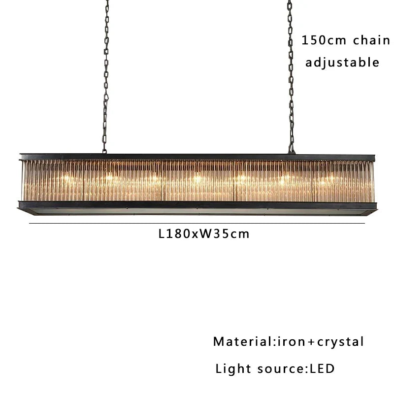 Artfan lighting Black Crystal Glass Rectangle Chandeliers for Dining Room - Luxury Retro Hanglamp