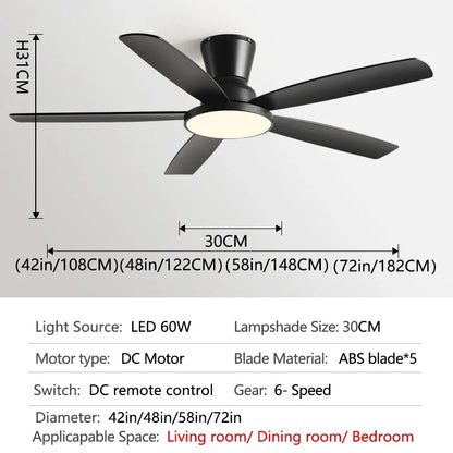 Artfan 72" DC Ceiling Fan Light Remote Control Strong Winds Living Room Mute Chandelier