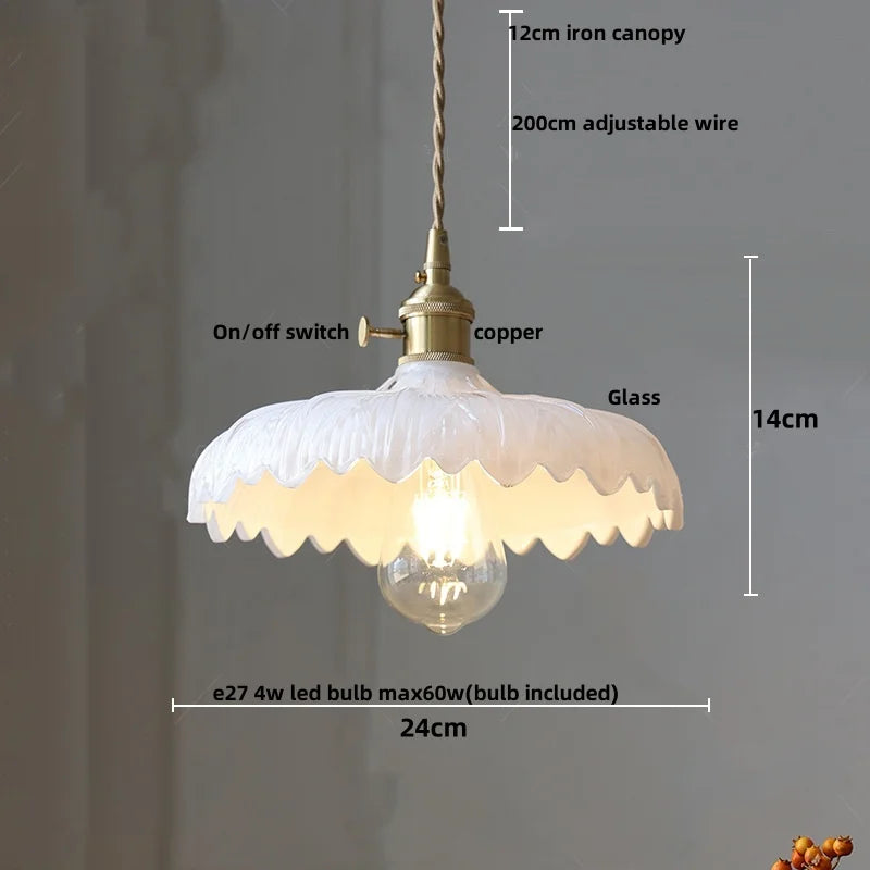 Artfan Amber Glass Walnut Wood LED Pendant Lamp with Copper Knob Switch