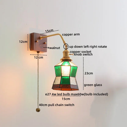 Artfan Amber Glass LED Wall Sconce Pull Chain Switch.