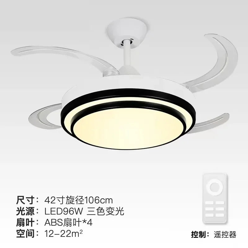 Artfan 42" Retractable LED Ceiling Fan, Remote Control, Modern Design
