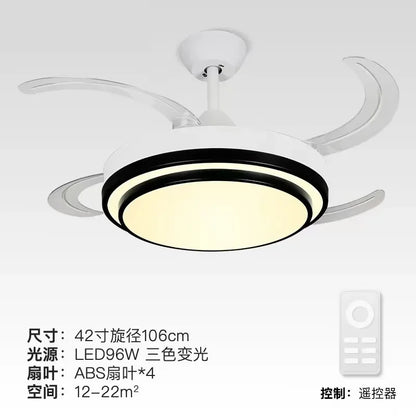 Artfan 42" Retractable LED Ceiling Fan, Remote Control, Modern Design