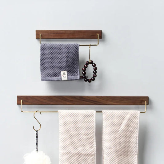 Artfan lighting Black Walnut Wood Towel Rack with Brass Accents