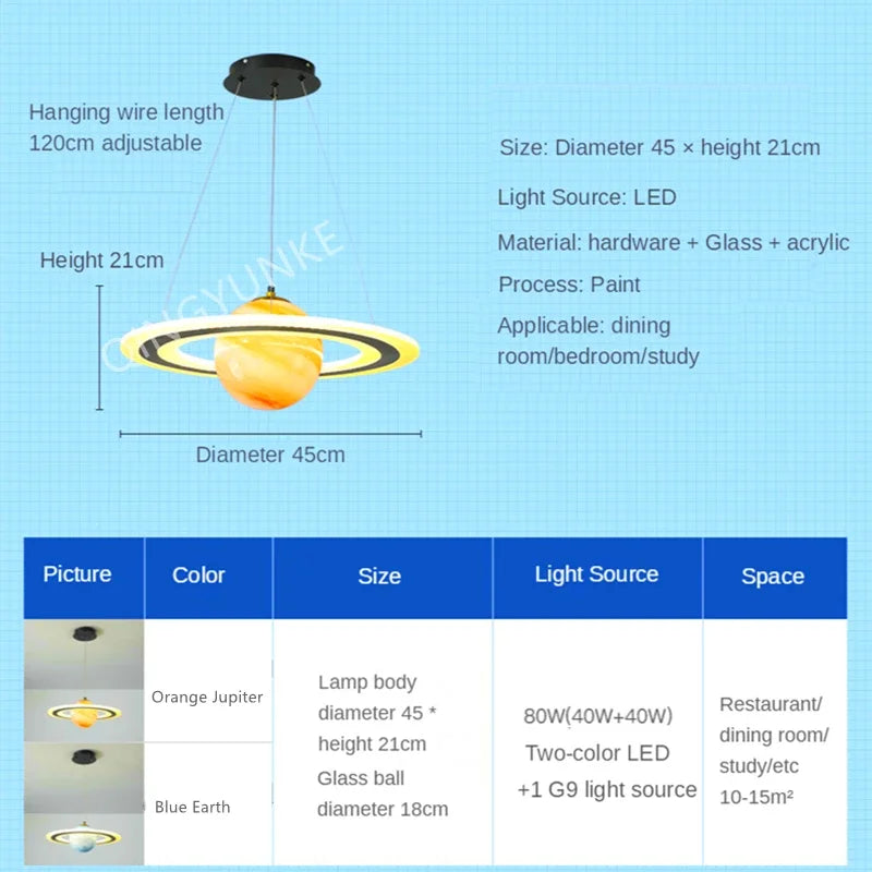 Artfan Acrylic Planet LED Chandelier Earth Ball Decor Star Pendant Light