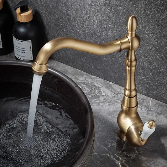 Artfan Antique Bronze Basin Faucet Hot & Cold Brass Bathroom Sink Lavatory Kitchen Faucet