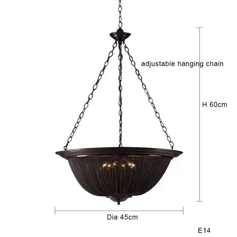 Artfan lighting Black Aluminum Chain Tassel Pendant Lights - Dimmable Classic Chandelier