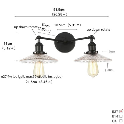 Artfan lighting Black LED Wall Lamp Sconce Industrial Loft Vintage Bathroom Mirror Light