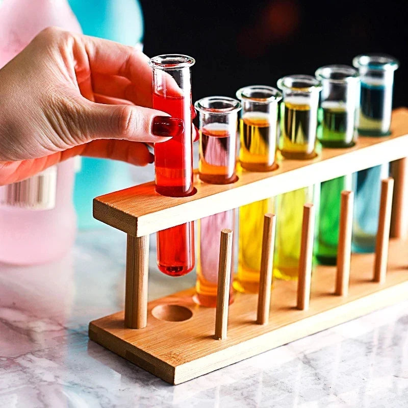 Artfan 6-Piece Test Tube Cocktail Glass Set with Free Rack Stand and Shot Glasses Holder