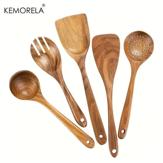 Artfan 5-Piece Natural Wooden Tableware Set | Kitchen Cookware Utensils