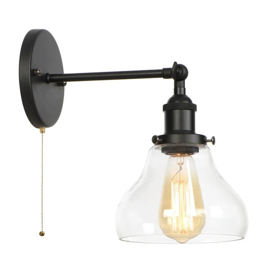 Artfan lighting Black Iron LED Wall Lights Industrial Pull Chain Switch Bedroom Dining Room Loft