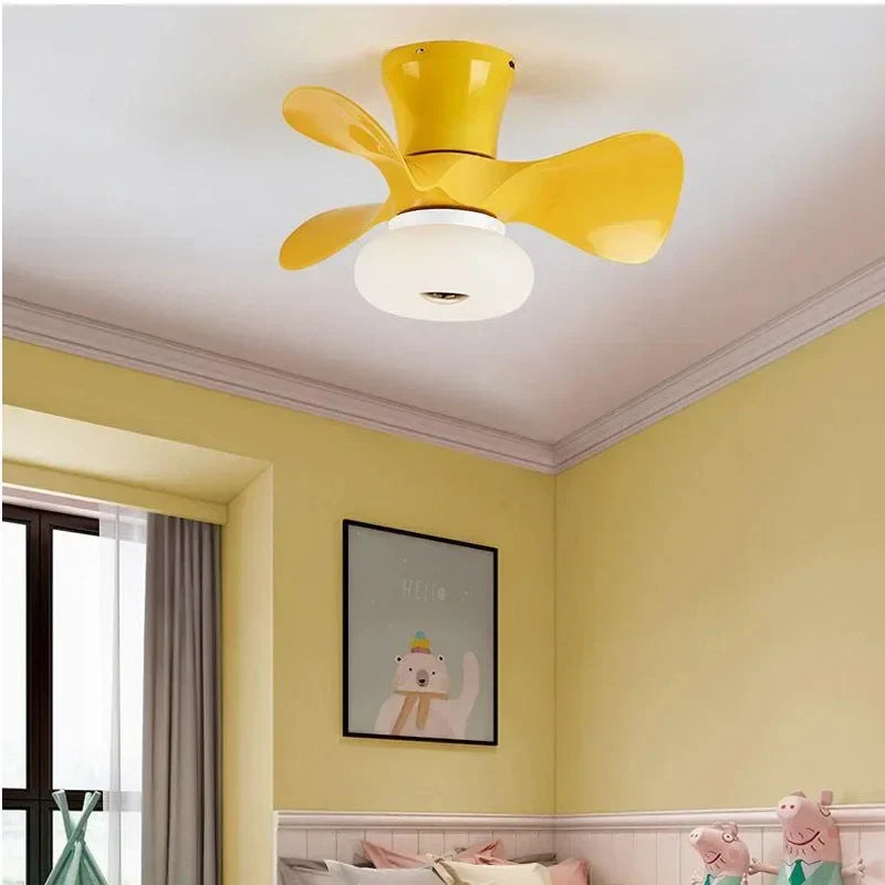Artfan 22 Inch Smart Ceiling Fans with Wood Color and Colorful Light