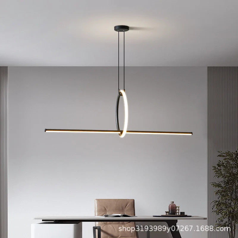 Artfan lighting Black LED Ceiling Chandelier with Remote Control for Modern Minimalist Home Decor