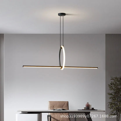 Artfan lighting Black LED Ceiling Chandelier with Remote Control for Modern Minimalist Home Decor