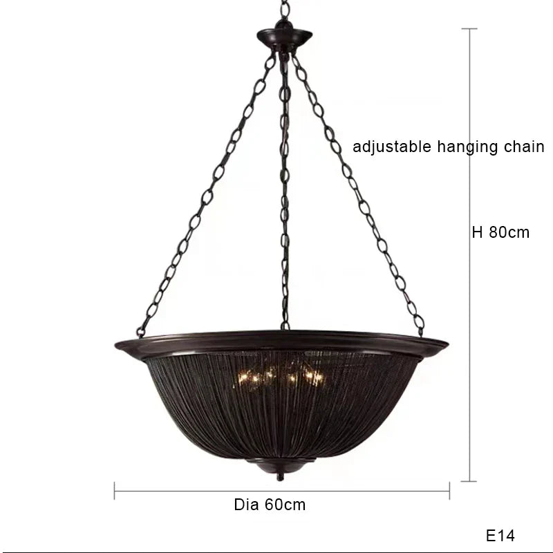 Artfan lighting Black Aluminum Chain Tassel Pendant Lights - Dimmable Classic Chandelier