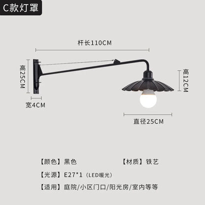 Artfan lighting Black LED Swing Arm Wall Lamp for Outdoor Decor in Bedroom, Balcony & Aisle