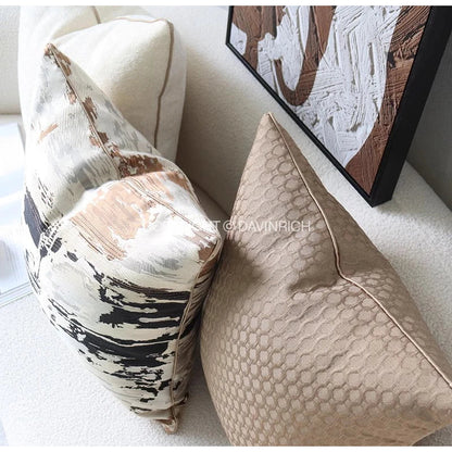 Artfan  Convex Rings Geometry Jacquard Pillowcase Cappuccino Luxury Cushion Cover