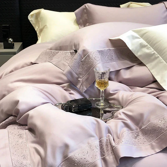 Artfan 1200TC Luxury Embroidery Bedding Set with Wide Edge & Lyocell Cotton Brushed Fabric