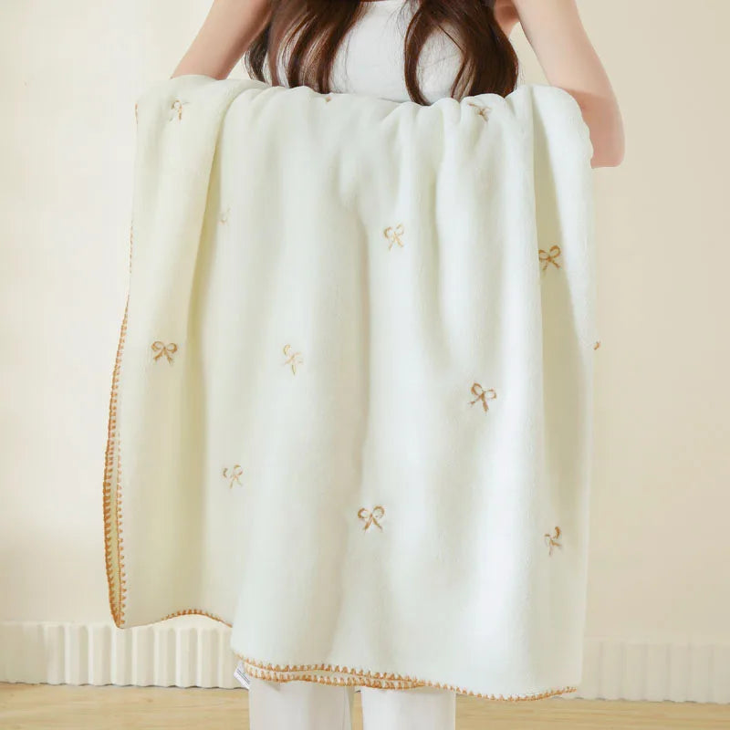 Artfan Baby Velvet Embroidered Blanket: Double-Sided Warm Travel Bedroom Sofa Cover