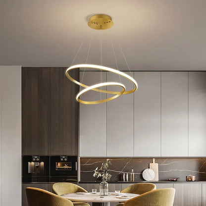 Artfan lighting Black Ring LED Pendant Chandelier for Living Room, Dining Room, Kitchen