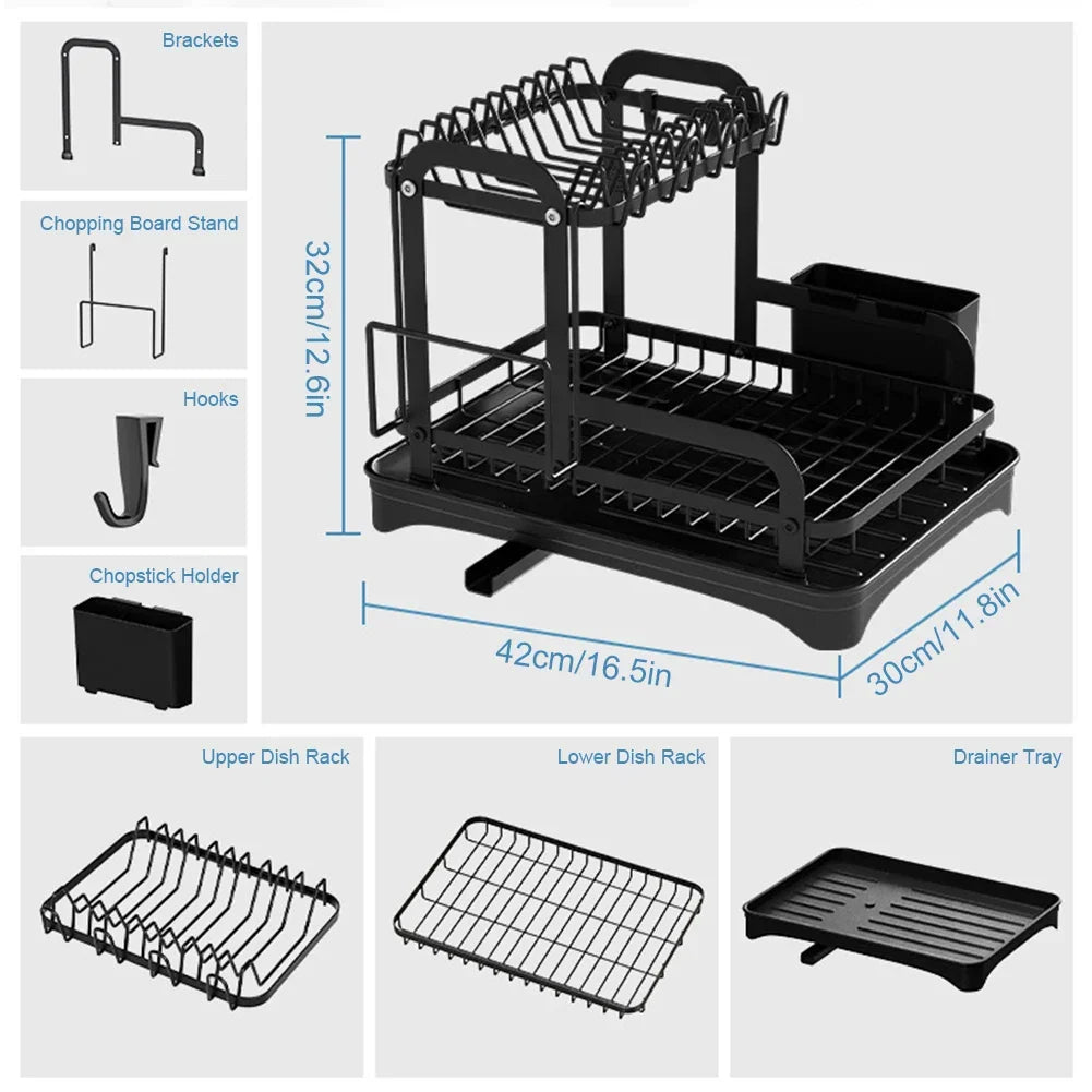 Artfan 2 Tier Dish Drainer Storage Rack for Kitchen Countertop Organization