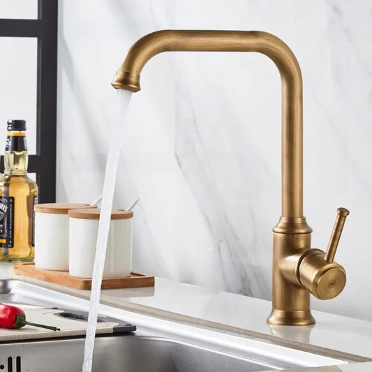 Artfan Antique Brass Kitchen Faucet 360° Swivel Sink Tap Mixer Hot Cold Rotating Faucet