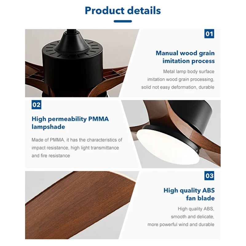 Artfan lighting Black Walnut Grain Ceiling Fan with LED Light & Remote Control