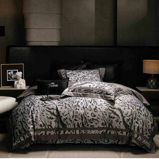 Artfan 1000TC Egyptian Cotton Zebra Print Bedding Set with Duvet Cover, Sheet, Pillowcases