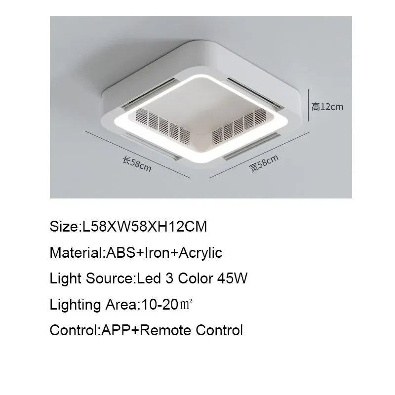 Artfan lighting Bladeless Ceiling Fan Light Remote Control LED Circulator for Bedroom Living Room