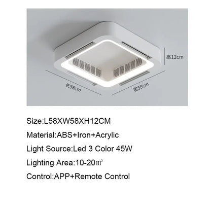 Artfan lighting Bladeless Ceiling Fan Light Remote Control LED Circulator for Bedroom Living Room