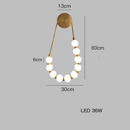 Artfan lighting Black Gold LED Her Necklace Wall Lamp Sconce for Bedroom & Corridor
