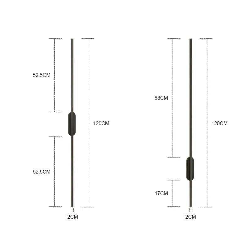 Artfan lighting Black LED Wall Lights - Modern Straight Line for Bedroom, Living Room, Kitchen Décor