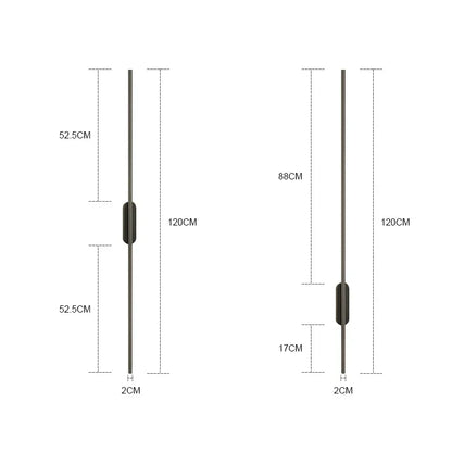Artfan lighting Black LED Wall Lights - Modern Straight Line for Bedroom, Living Room, Kitchen Décor