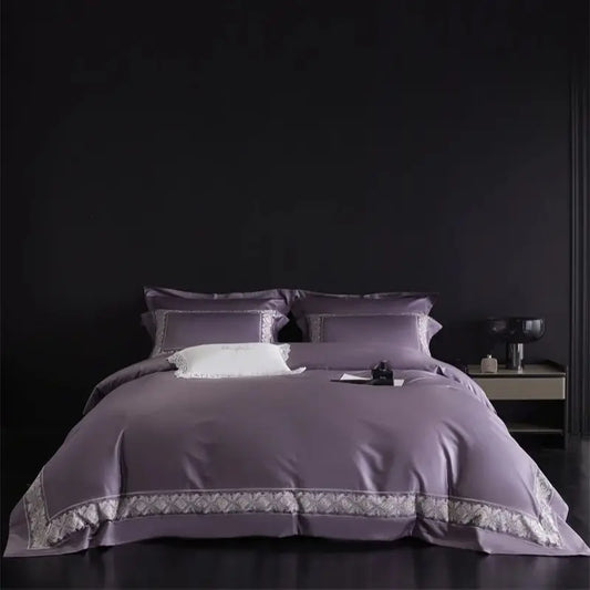 Artfan 1200TC Egyptian Cotton Lace Embroidery Bedding Set: 1 Duvet, 1 Sheet, 2 Pillowcases