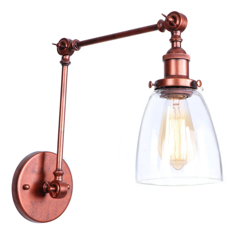 Artfan Adjustable Glass Swing Arm LED Wall Sconce with Pull Chain Switch