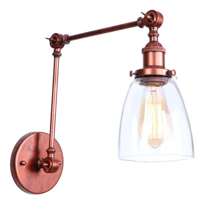 Artfan Adjustable Glass Swing Arm LED Wall Sconce with Pull Chain Switch