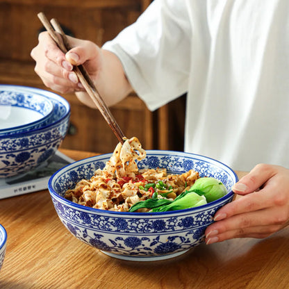 Artfan lighting Blue and White Ceramic Soup Bowl - Perfect for Noodles and Soups