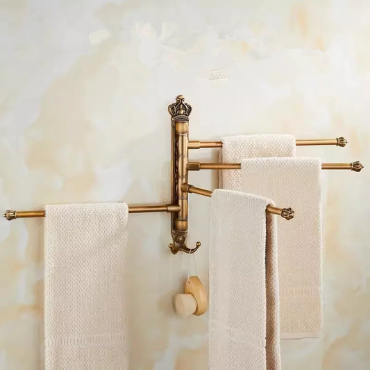 Artfan Antique Carved Swivel Towel Hanger, Wall Mounted Folding Towel Bar, Bathroom Towel Holder